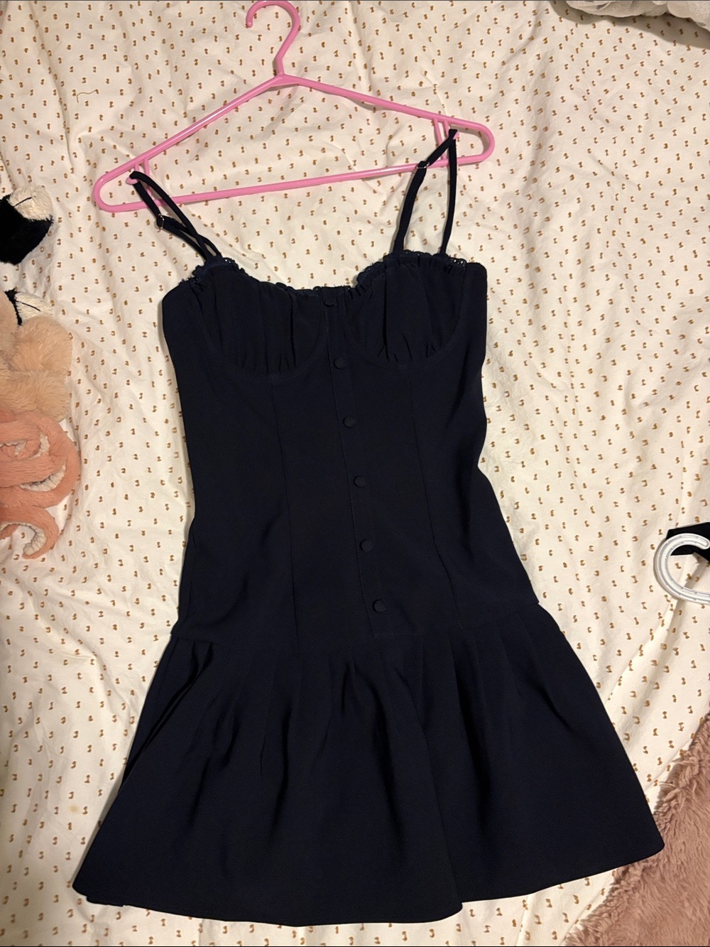 Edikted- Navy Button-Front Mini Dress